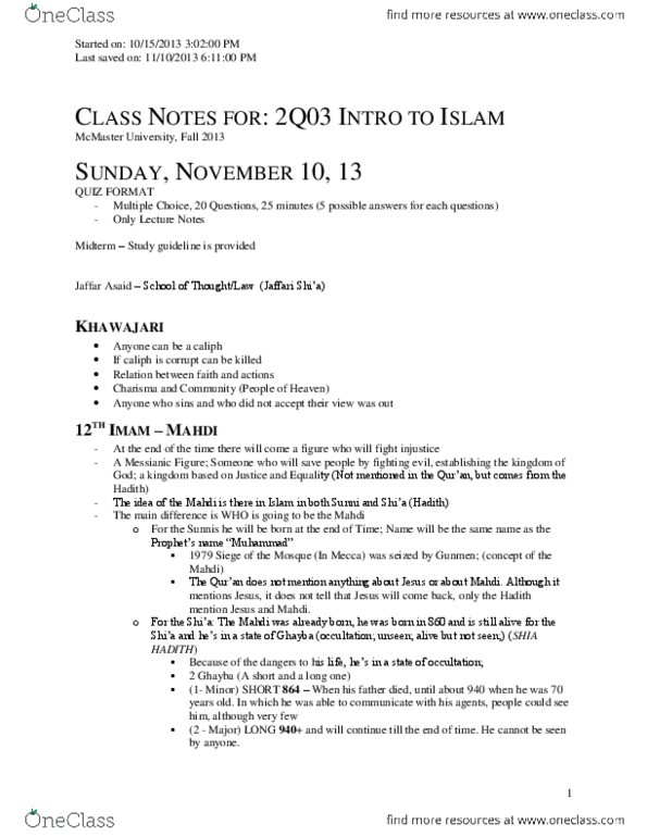 RELIGST 2Q03 Lecture : Intro to Islam October 15 thumbnail