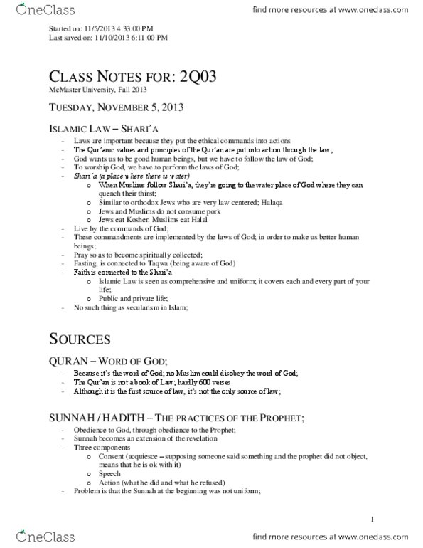 RELIGST 2Q03 Lecture Notes - Abu Hanifa, Sunnah, Sharia thumbnail