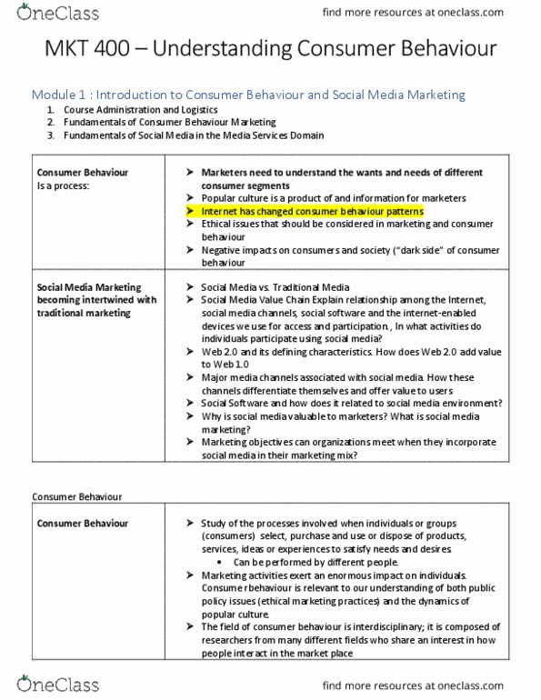 MKT 400 Lecture Notes - Lecture 1: Social Media Marketing, Social Software, Web 2.0 thumbnail