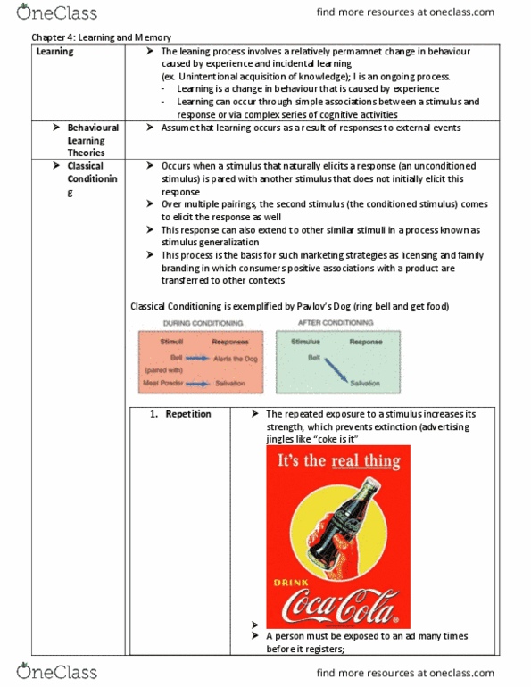 MKT 400 Lecture Notes - Lecture 3: Umbrella Brand, Look-Alike, Operant Conditioning thumbnail