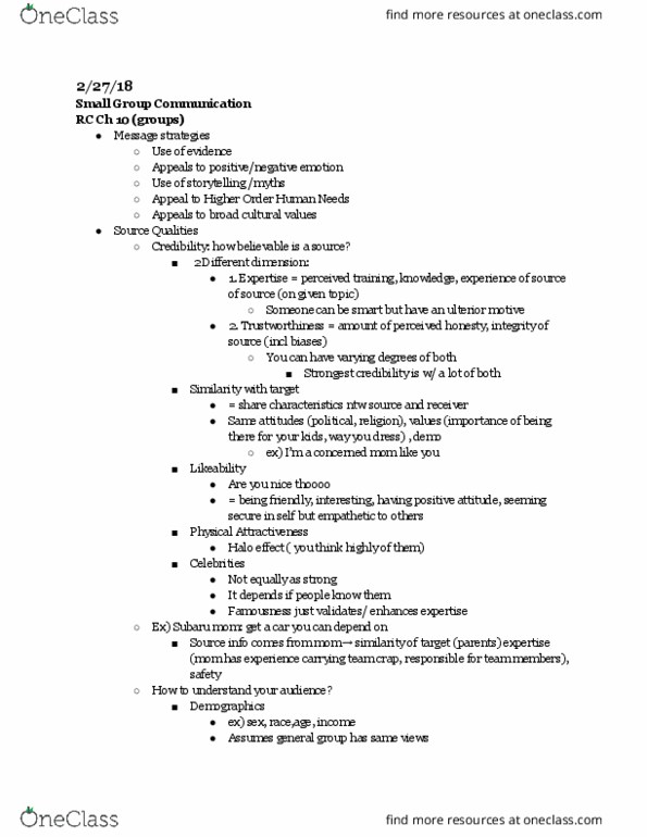 COMM 1 Lecture Notes - Lecture 12: Psychographic, Social Facilitation, Social Loafing thumbnail