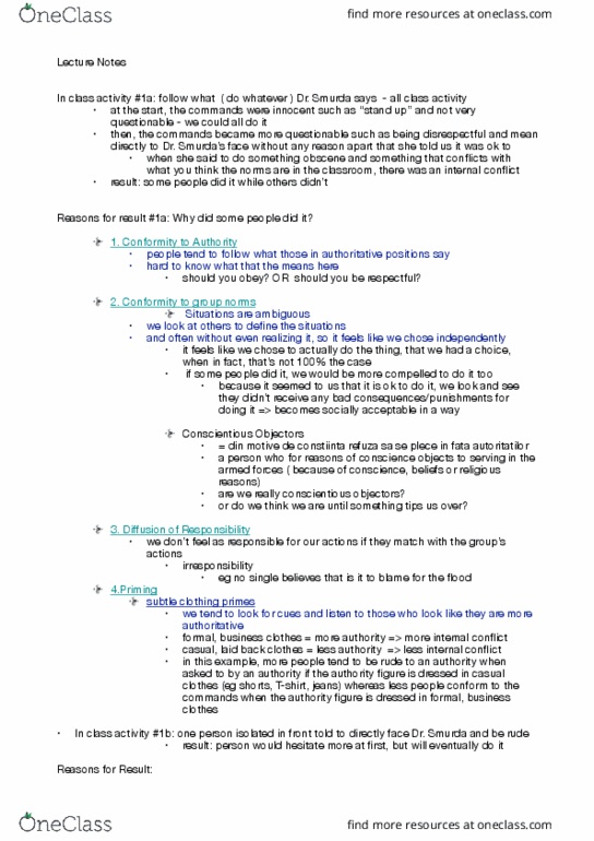 PSYCH 135 Lecture 1: Psych 135 - Midterm Notes - LECTURE #1 Five Hypotheses in Social Psychology thumbnail