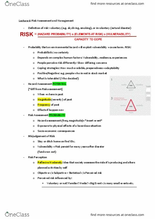 ATS1310 Lecture Notes - Lecture 5: Environmental Hazard, Parachuting, Risk Assessment thumbnail