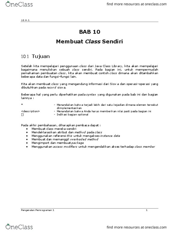 ENGR 220 Lecture Notes - Lecture 12: Java Class Library, Sendiri, Access Modifiers thumbnail