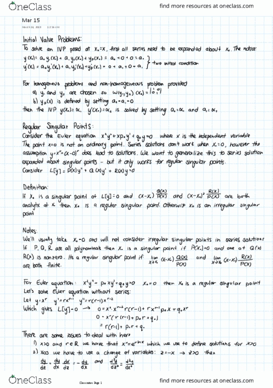 MATH 325 Lecture 15: Mar 15 Math 325 thumbnail