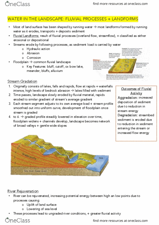 ENVS10001 Lecture Notes - Lecture 13: Hydraulic Action, Aggradation, Alluvium thumbnail