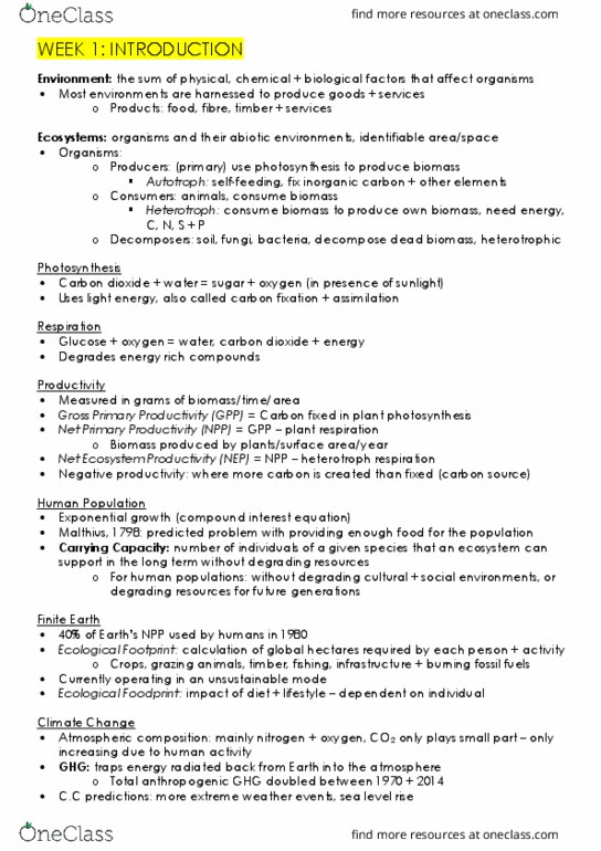 ENVS10011 Lecture Notes - Lecture 1: Sea Level Rise, Ecological Footprint, Carbon Fixation thumbnail