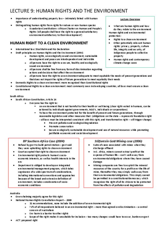 LAWS20009 Lecture 9: HUMAN RIGHTS AND THE ENVIRONMENT thumbnail