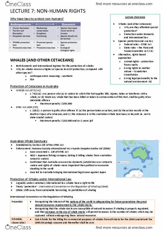 LAWS20009 Lecture Notes - Lecture 7: Humane Society International, Cetacea, Indictable Offence thumbnail