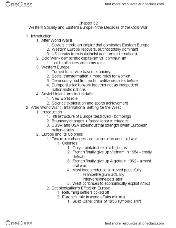01:506:201 Lecture Notes - Lecture 32: Eastern Bloc, Warsaw Pact, Europe 1 thumbnail