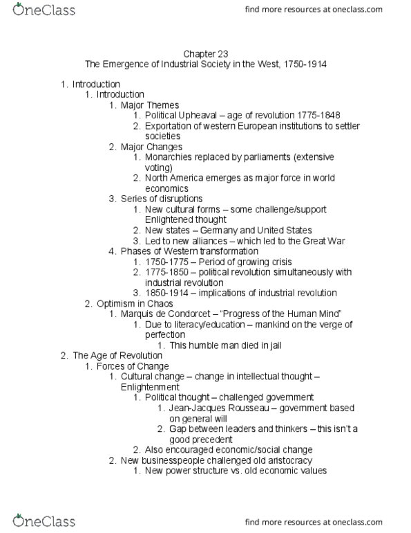 01:506:201 Lecture Notes - Lecture 23: Marquis De Condorcet, Premarital Sex, Industrial Revolution thumbnail