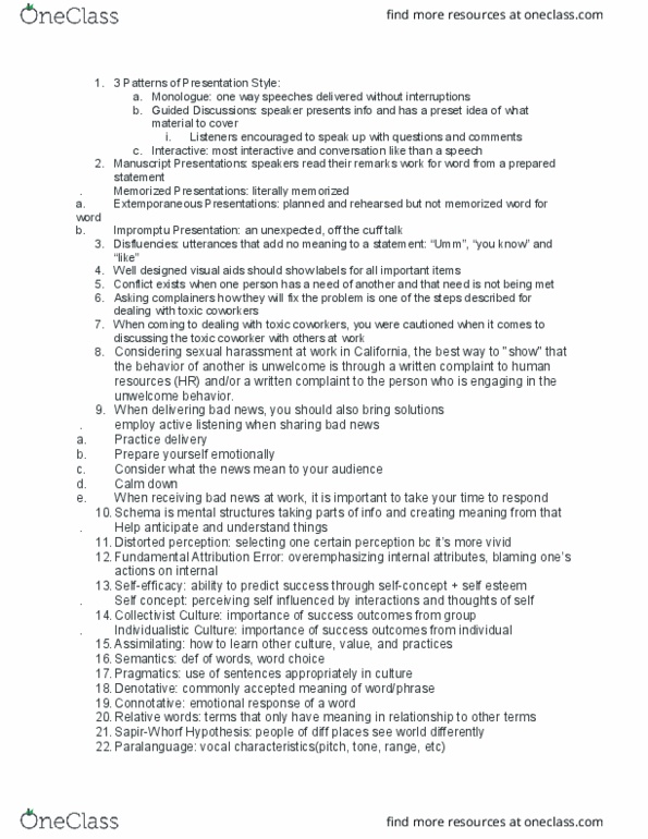 CMN 3 Lecture Notes - Lecture 11: Fundamental Attribution Error, Chronemics, Active Listening thumbnail