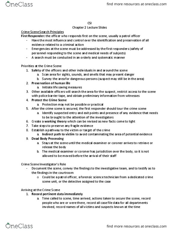 ADMJ 1100 Lecture Notes - Lecture 2: Barricade Tape, Forensic Science, Coroner thumbnail