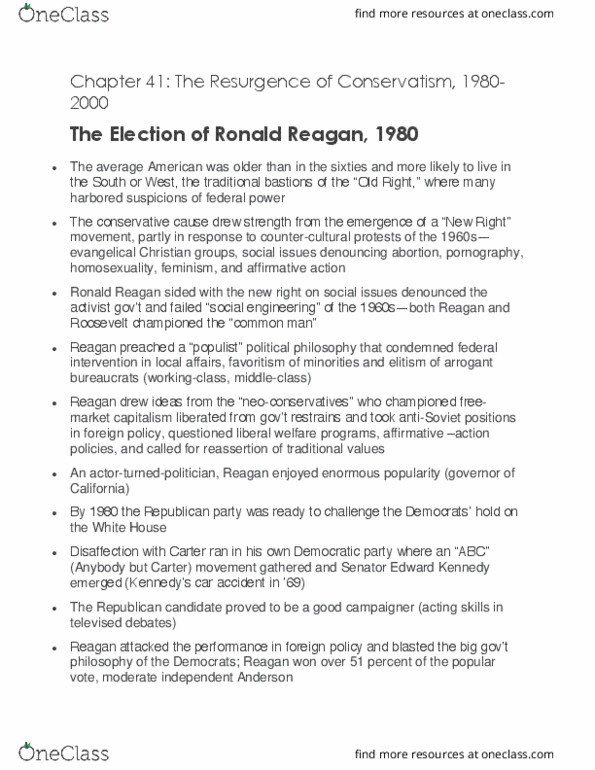 01:512:205 Lecture Notes - Lecture 41: Evangelicalism, Political Positions Of Ronald Reagan, Neoconservatism thumbnail