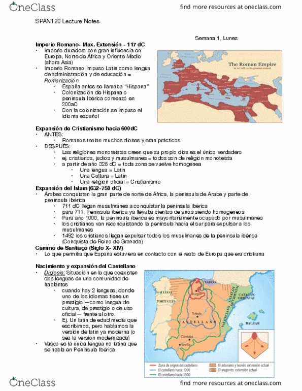 SPAN 120 Lecture Notes - Lecture 1: Camino De Santiago, Los Cristianos, Literary Modernism thumbnail