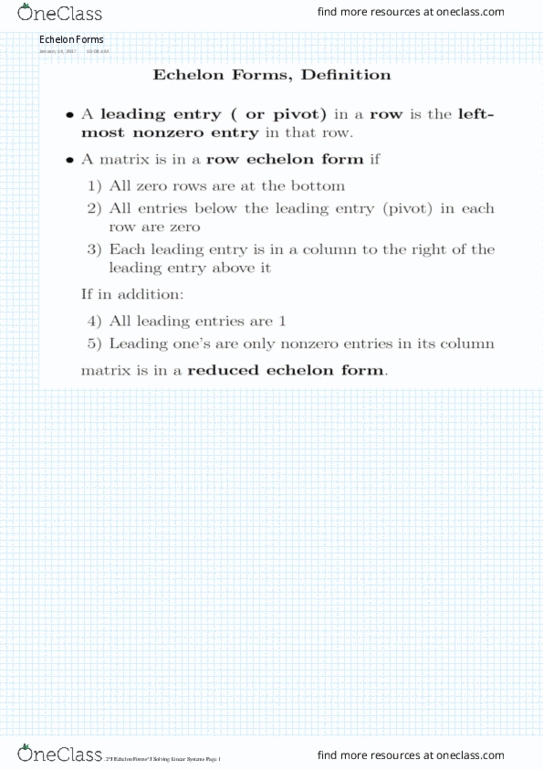 MATH102 Lecture 1: 1.2, Echelon Forms, Solving Linear Systems thumbnail