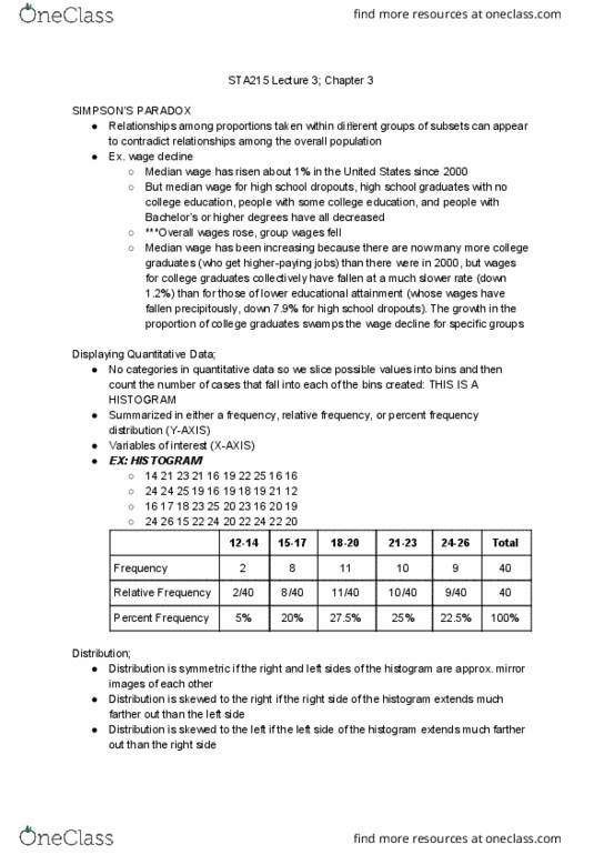 STA215H5 Lecture Notes - Lecture 3: High School Dropouts, Frequency Distribution, Unimodality thumbnail