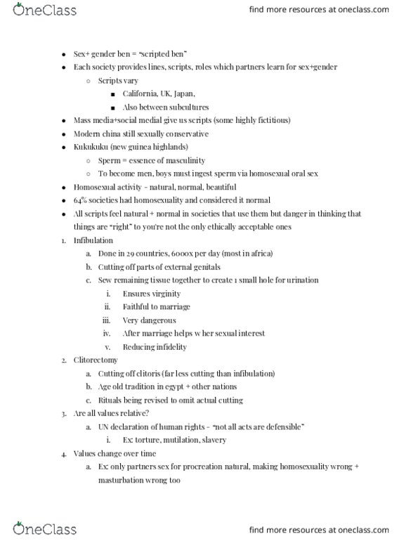 SOC 152A Lecture Notes - Lecture 16: Guinea Highlands, Infibulation, Mass Media thumbnail