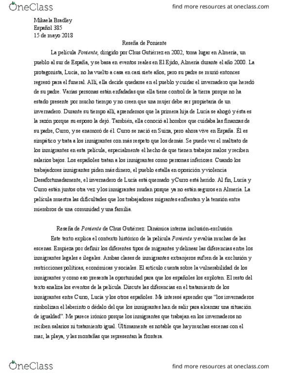 SPANISH 387 Chapter Notes - Chapter 6: Dej, Debe, Ilegales thumbnail