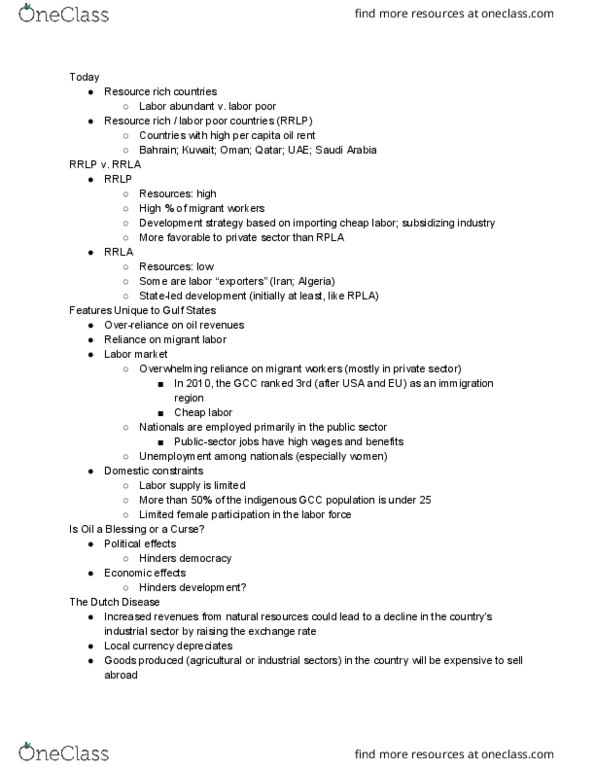 PSC 321 Lecture Notes - Lecture 7: Dutch Disease, Local Currency, High High thumbnail