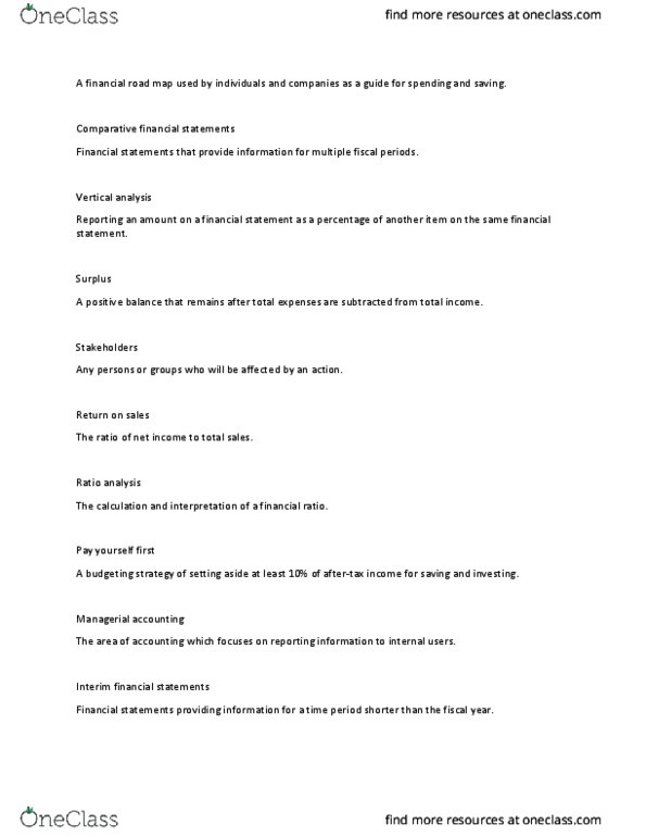 ACC 358 Lecture Notes - Lecture 3: Financial Statement, Financial Ratio, Financial Accounting thumbnail