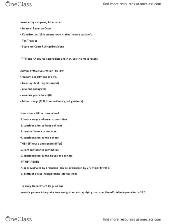 ACC 287 Lecture Notes - Lecture 2: United States Senate Committee On Finance, Internal Revenue Code, Internal Revenue Service thumbnail