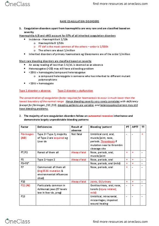 BIOLOGY 2F03 Lecture Notes - Lecture 11: Haemophilia B, Haemophilia A, Umbilical Cord thumbnail