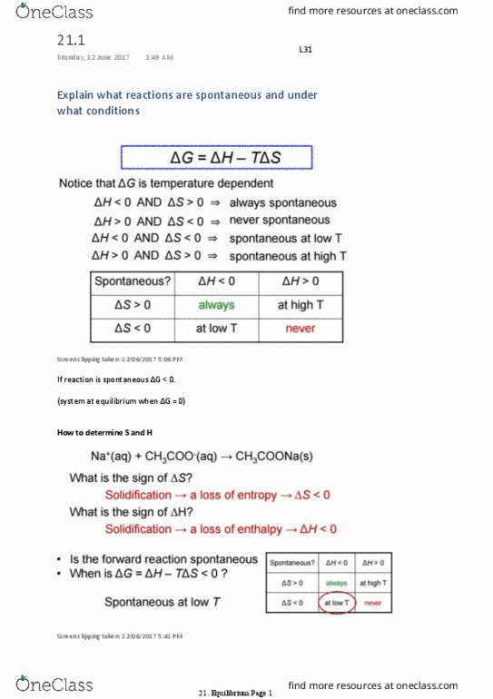 CHEM1101 Lecture Notes - Lecture 21: Dynamic Equilibrium, Exothermic Process, Equilibrium Constant thumbnail