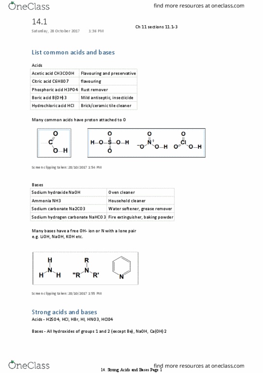 CHEM1112 Lecture Notes - Lecture 14: Intravenous Sodium Bicarbonate, Sodium Hydroxide, Baking Powder thumbnail