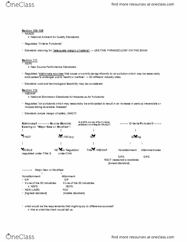 ENVS 2256 Lecture Notes - Lecture 34: National Ambient Air Quality Standards, New Source Performance Standard, National Emissions Standards For Hazardous Air Pollutants thumbnail