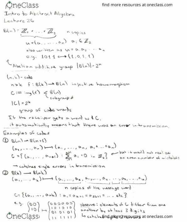 01 640 351 Lecture 26 Intro To Abstract Algebra Oneclass