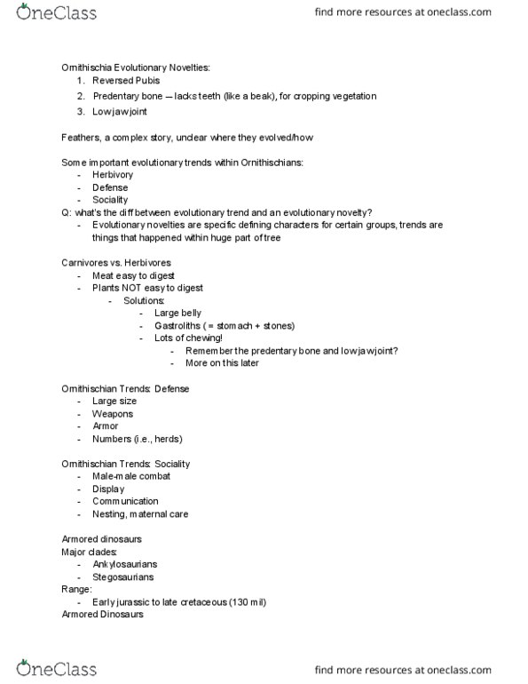 EARTH 7 Lecture Notes - Lecture 8: Gideon Mantell, Predentary, Stegosaurus thumbnail