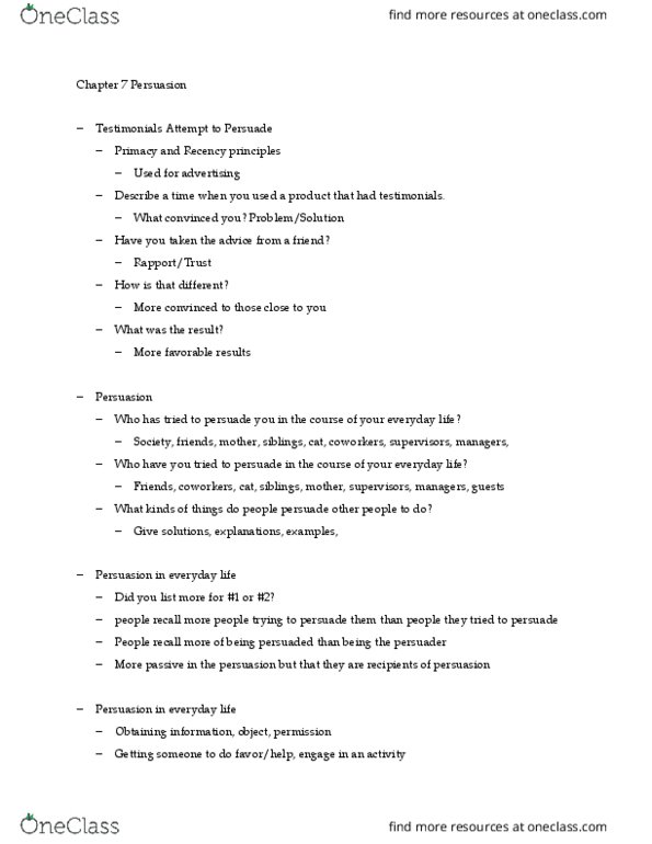 PSYC 351 Lecture Notes - Lecture 7: Elaboration Likelihood Model, Mass Media thumbnail
