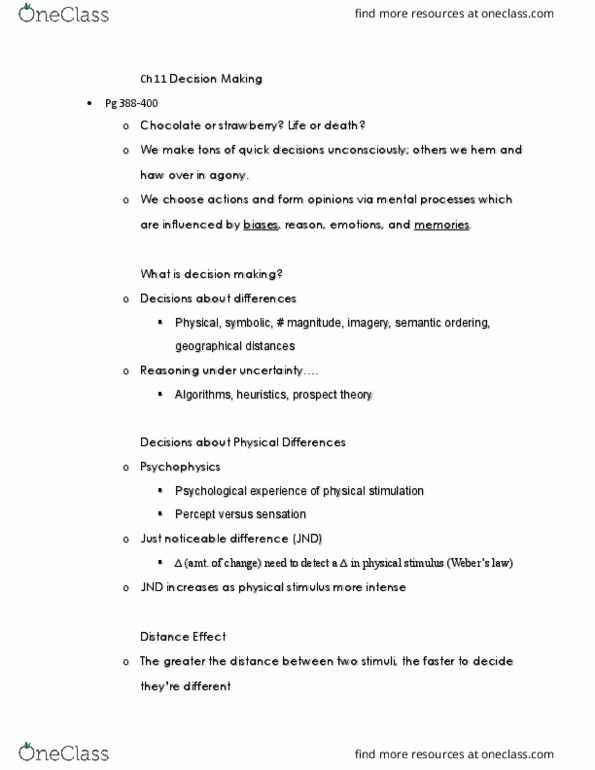 PSYC 305 Lecture Notes - Lecture 8: Prospect Theory, Flashlight, Psychophysics thumbnail