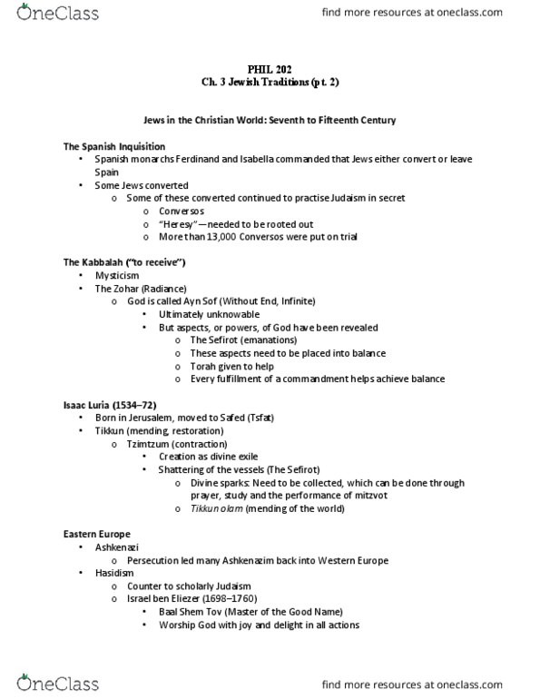 PHIL 202-3 Lecture Notes - Lecture 6: Baal Shem Tov, Tikkun Olam, Zecharias Frankel thumbnail