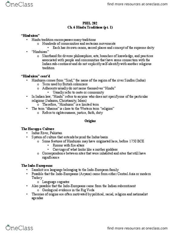 PHIL 202-3 Lecture Notes - Lecture 11: Indus River, Rigveda, Nyaya thumbnail