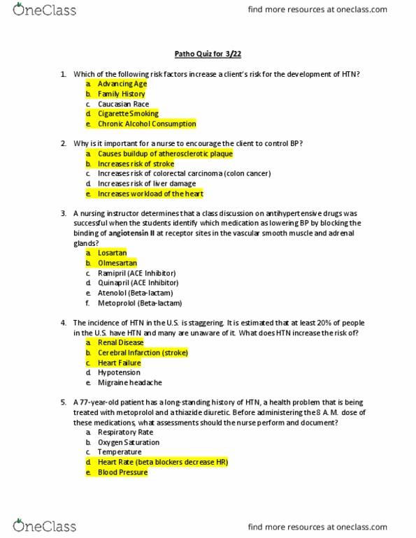 NUR 239 Lecture Notes - Lecture 12: Ace Inhibitor, Vascular Smooth Muscle, Migraine thumbnail