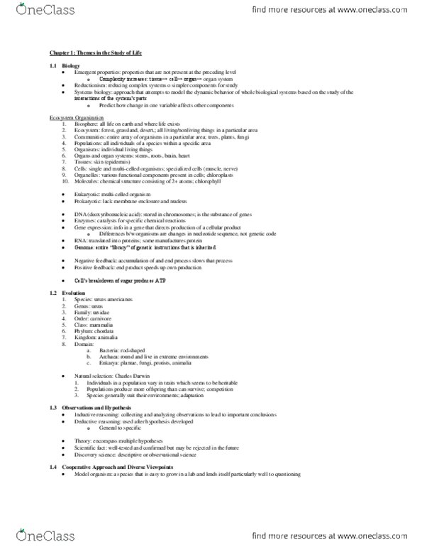 BIO 1305 Chapter Notes -Thylakoid, Nuclear Magnetic Resonance, Membrane Protein thumbnail