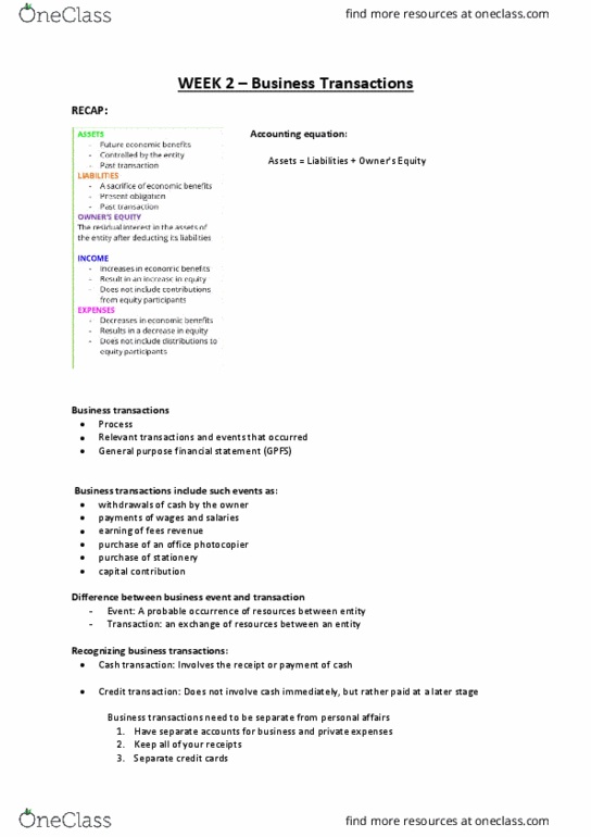 ACC1200 Lecture Notes - Lecture 2: Ibm General Parallel File System, Photocopier, Accounting Equation thumbnail