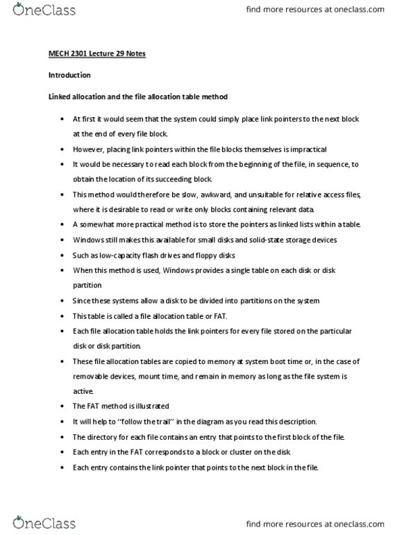 MECH 2301 Lecture Notes - Lecture 29: Disk Partitioning thumbnail