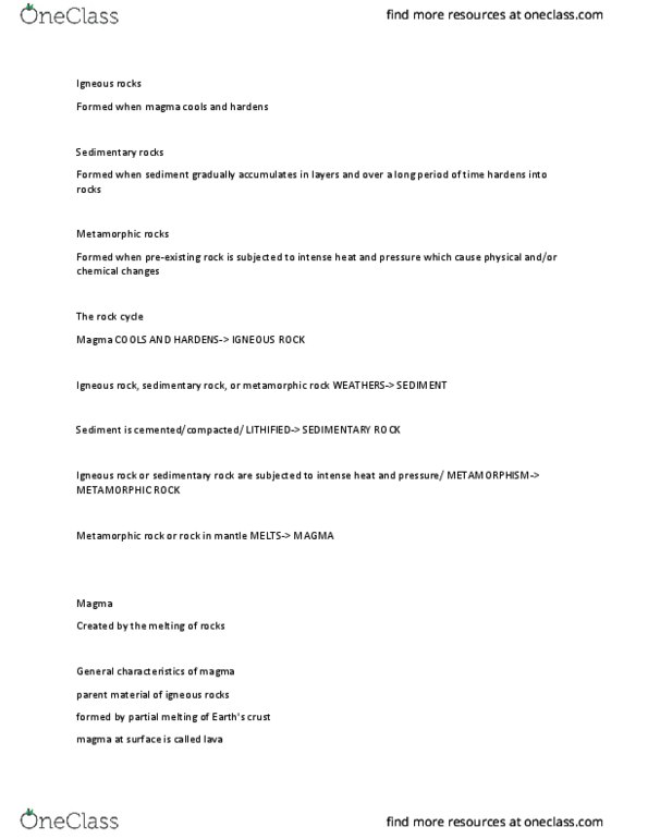 GEOG 150 Lecture Notes - Lecture 3: Metamorphic Rock, Igneous Rock, Continental Crust thumbnail