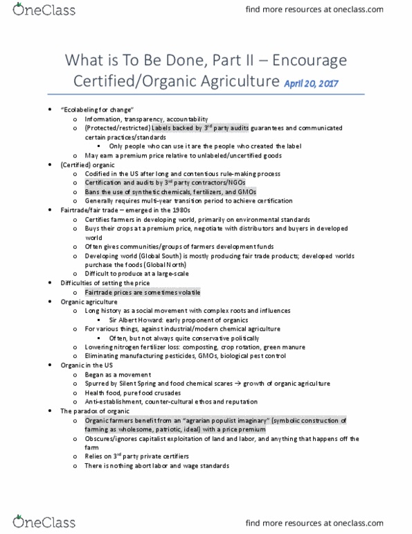 GEOG 130 Lecture Notes - Lecture 20: Albert Howard, Biological Pest Control, Green Manure thumbnail