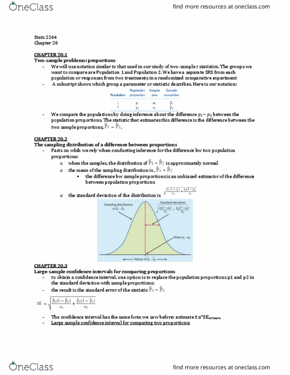 Statistical Sciences 2244A/B Chapter Notes - Chapter 20: Confidence Interval, Bias Of An Estimator, Normal Distribution thumbnail