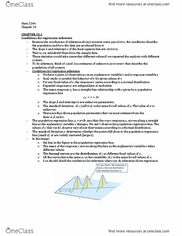 Statistical Sciences 2244A/B Chapter Notes - Chapter 23: Squared Deviations From The Mean, Dependent And Independent Variables, Test Statistic thumbnail