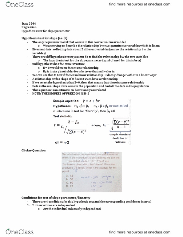 Statistical Sciences 2244A/B Lecture Notes - Lecture 15: Null Hypothesis, Confidence Interval, Statistical Hypothesis Testing thumbnail