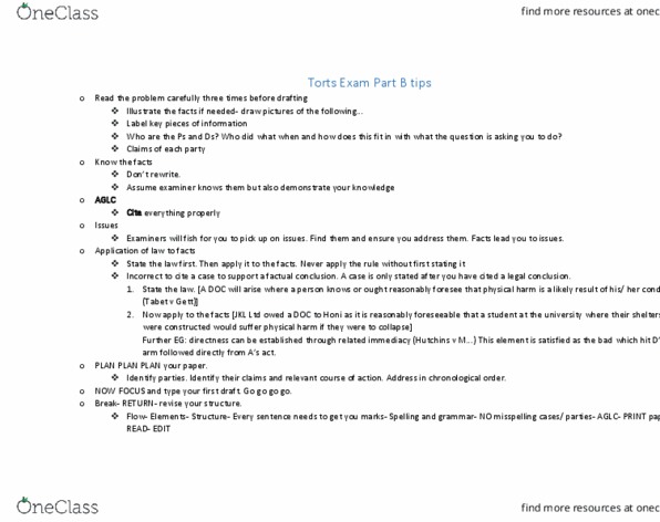 LAW 1507 Lecture 10: Torts Exam Planning Guide thumbnail
