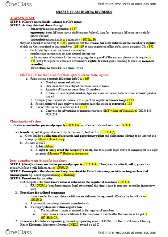 LAW 2505 Lecture Notes - Lecture 5: Stock Certificate, Transfer Tax, Listing Rules thumbnail