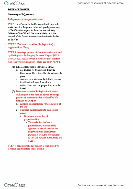 LAW 2501 Lecture Notes - Lecture 4: Australian Communist Party V Commonwealth, Control Order, Wilfred Fullagar thumbnail