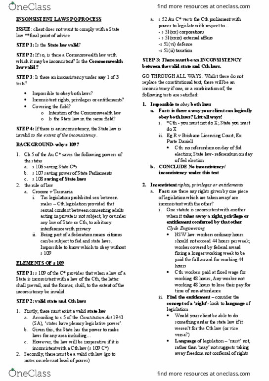 LAW 2501 Lecture Notes - Lecture 8: Clyde Engineering, Mexican Federal Highway 1, Statutory Interpretation thumbnail