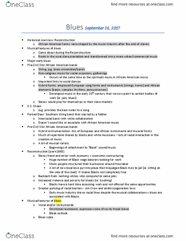 MUSIC 26AC Lecture Notes - Lecture 8: Forked Deer River, Chord Progression, B.B. King thumbnail